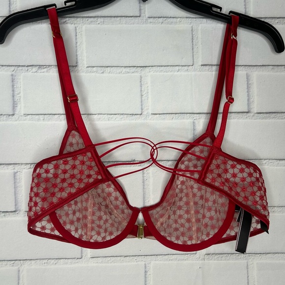 Victoria’s Secret Starburst Red Sheer Mesh Demi Bra size 36C - Picture 6 of 8